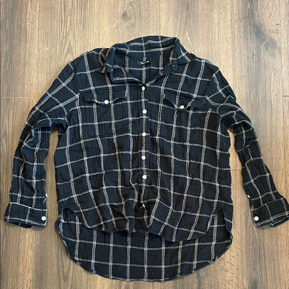 Madewell Black Plaid Button-Down Shirt